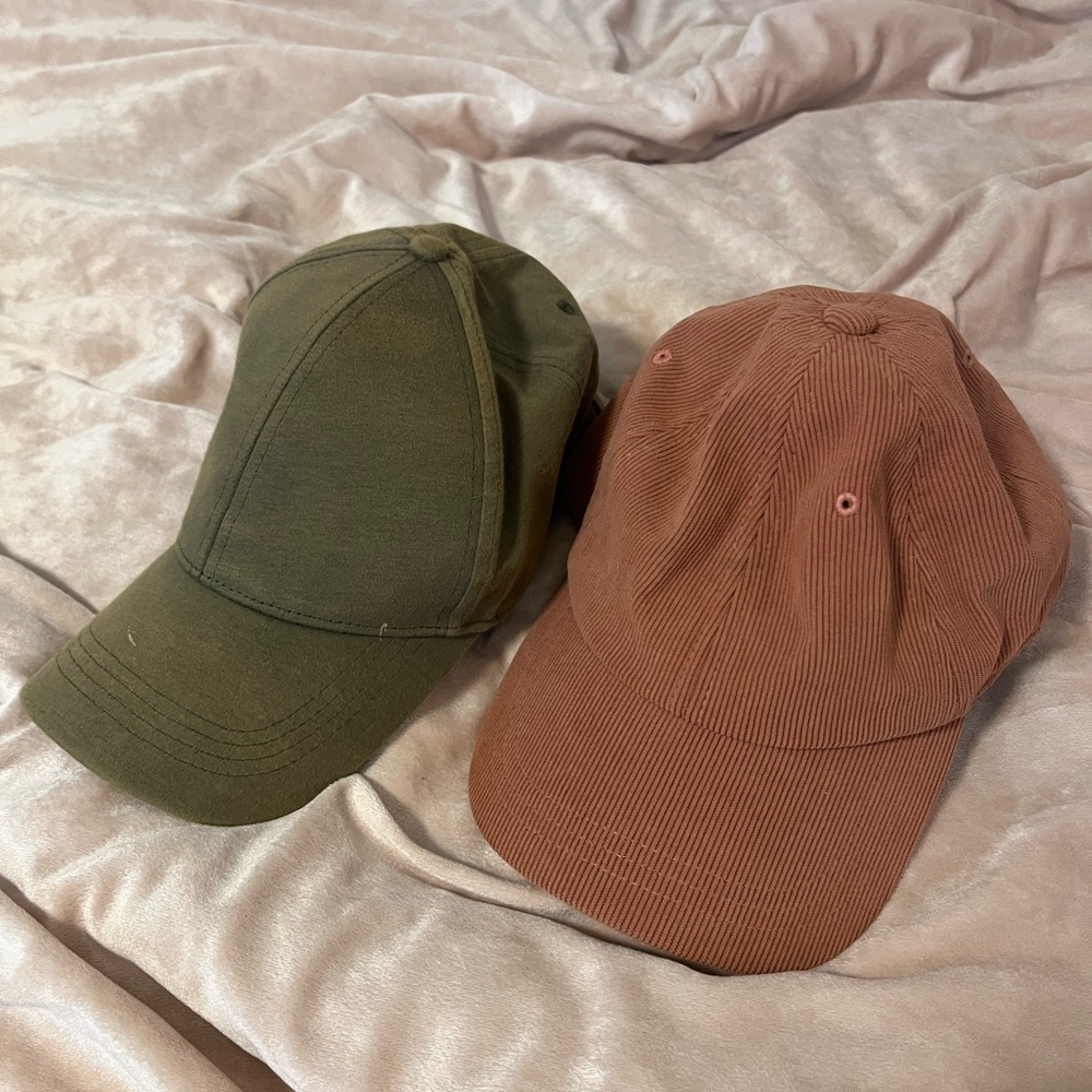 Olive and Rose Colored Caps